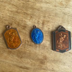 Antique rare religious enamel medal❣️